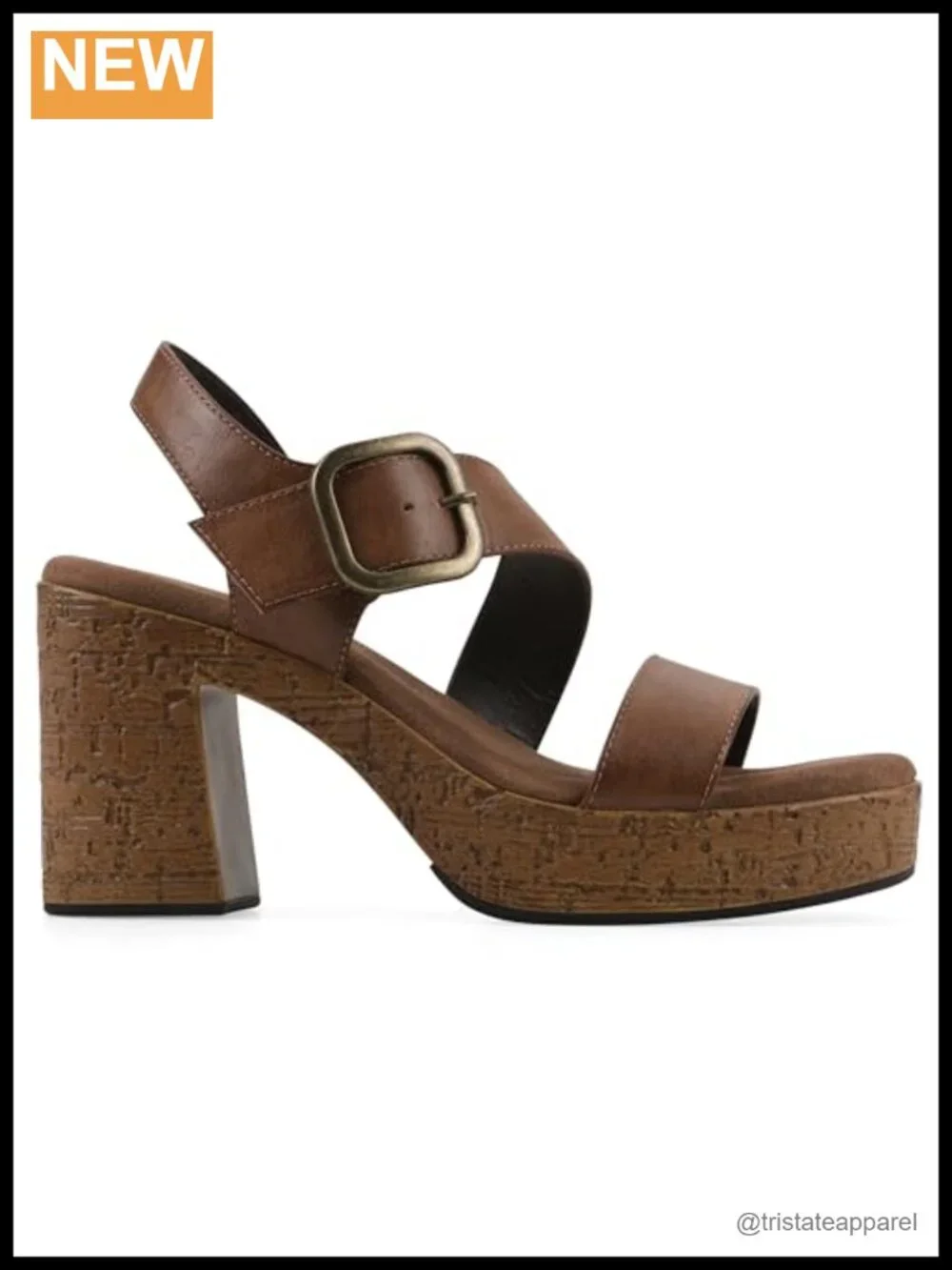 Women's Platform Sandal with Molded Cork Bottom & Buckle Closure